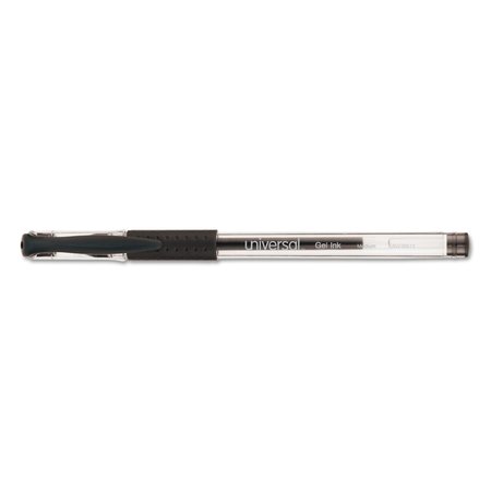 UNIVERSAL Comfort Grip Stick Gel Pen, Med 0.7mm, Black Ink, Clear Barrel, PK60 UNV39513
